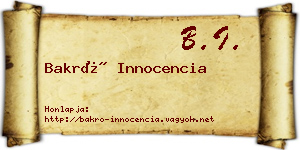 Bakró Innocencia névjegykártya